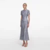 Blue Rhinestone Mesh Midi Dress Blue Rhinestone Mesh Midi Dress