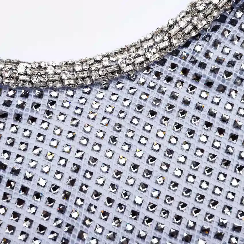 Blue Rhinestone Mesh Midi Dress Blue Rhinestone Mesh Midi Dress