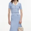 Blue Ribbed Knit Midi Dress Blue Ribbed Knit Midi Dress
