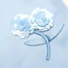 Blue Satin 3D Sequin Flower Mini Skirt