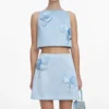 Blue Satin 3D Sequin Flower Top
