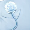 Blue Satin 3D Sequin Flower Top
