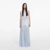 Blue Satin Jersey Maxi Dress