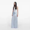Blue Satin Jersey Maxi Dress