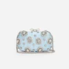 Blue Satin Multi Crystal Clutch Bag