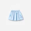 Blue Satin Sequin Flower Skirt