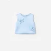 Blue Satin Sequin Flower Top