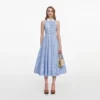 Blue Striped Cotton Midi Dress Blue Striped Cotton Midi Dress