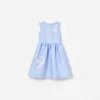 Blue Taffeta Sequin Embellished Dress