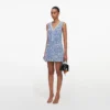 Blue Textured Denim Mini Dress