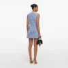 Blue Textured Denim Mini Dress
