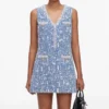 Blue Textured Denim Mini Dress