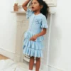 Blue Tiered Knit Dress