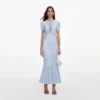 Blue Viscose Lace Midi Dress Blue Viscose Lace Midi Dress