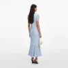 Blue Viscose Lace Midi Dress Blue Viscose Lace Midi Dress