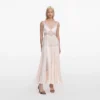 Blush Satin Lace Midi Dress