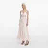 Blush Satin Lace Midi Dress