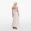Blush Satin Lace Midi Dress