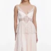 Blush Satin Lace Midi Dress