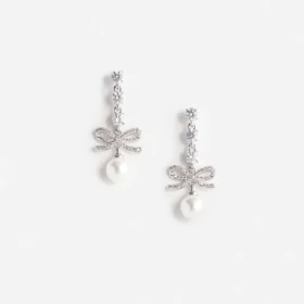 Bow Crystal Charm Earring