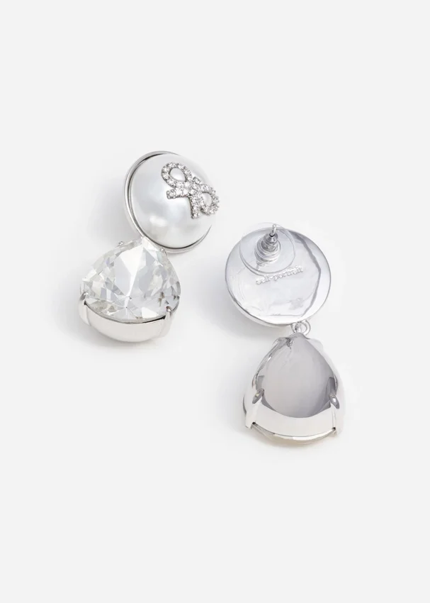 Bow Pearl Crystal Droplet Earrings Bow Pearl Crystal Droplet Earrings