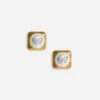 Bow Pearl Gold Square Earrings