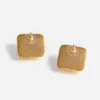Bow Pearl Gold Square Earrings