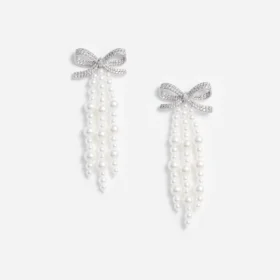 Bow Pearl Waterfall Earrings