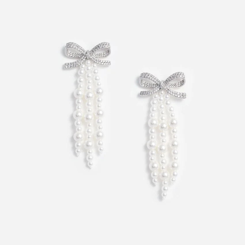 Bow Pearl Waterfall Earrings Bow Pearl Waterfall Earrings