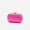 Bright Pink Satin Clutch Bag