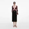 Brown Contrast Lace Knit Top