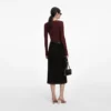Brown Contrast Lace Knit Top