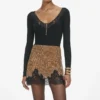 Brown Crystal Chainmail Mini Skirt