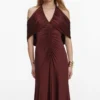 Brown Jersey Drape Midi Dress Brown Jersey Drape Midi Dress