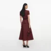 Brown Peplum Linen Blend Midi Dress Brown Peplum Linen Blend Midi Dress
