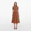 Brown Pointelle Knit Midi Dress Brown Pointelle Knit Midi Dress