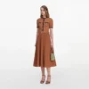 Brown Pointelle Knit Midi Dress Brown Pointelle Knit Midi Dress