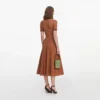 Brown Pointelle Knit Midi Dress Brown Pointelle Knit Midi Dress