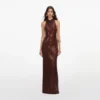 Brown Rhinestone Racer Back Maxi Dress Brown Rhinestone Racer Back Maxi Dress