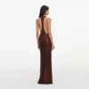 Brown Rhinestone Racer Back Maxi Dress Brown Rhinestone Racer Back Maxi Dress