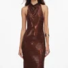 Brown Rhinestone Racer Back Maxi Dress Brown Rhinestone Racer Back Maxi Dress