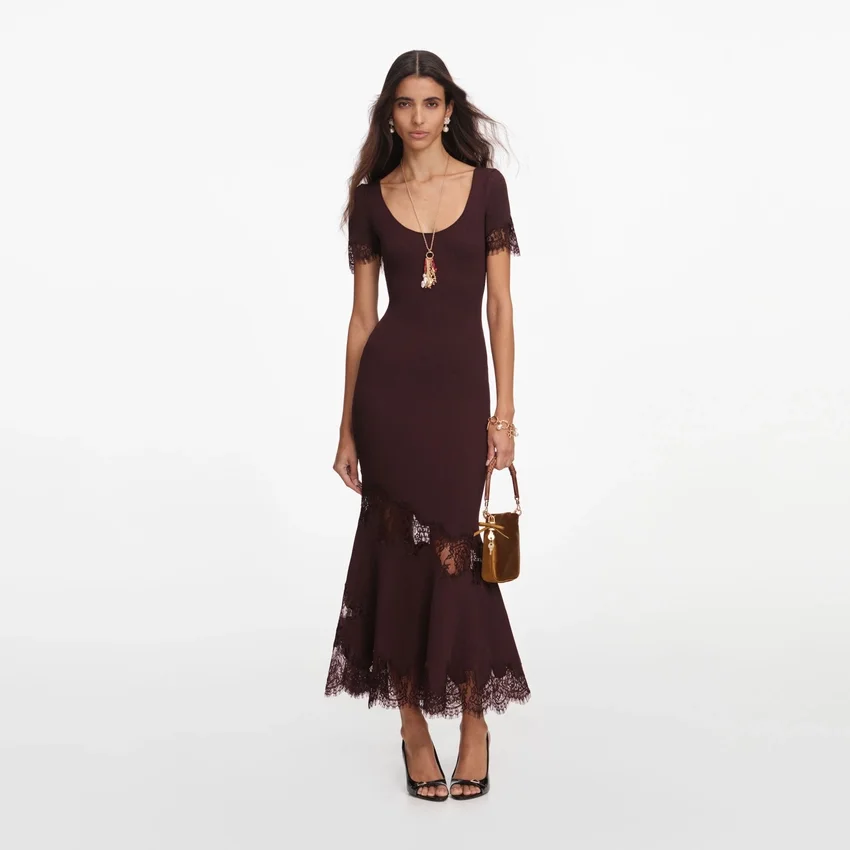 Brown Ribbed Knit Midi Dress Brown Ribbed Knit Midi Dress