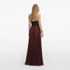 Brown Satin Lace Insert Maxi Dress