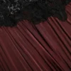 Brown Satin Lace Insert Maxi Dress