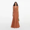 Brown Twill Sleeveless Maxi Dress Brown Twill Sleeveless Maxi Dress