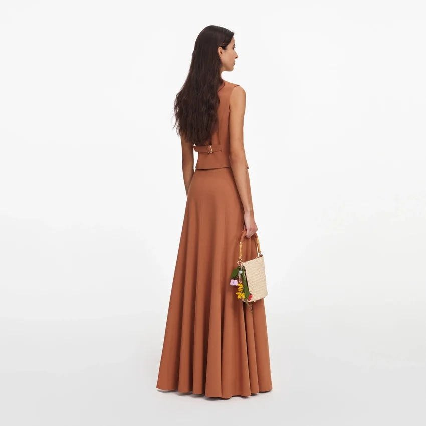 Brown Twill Sleeveless Maxi Dress Brown Twill Sleeveless Maxi Dress