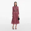Burgundy Check Chiffon Midi Dress Burgundy Check Chiffon Midi Dress