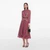 Burgundy Check Chiffon Midi Dress Burgundy Check Chiffon Midi Dress