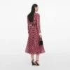 Burgundy Check Chiffon Midi Dress Burgundy Check Chiffon Midi Dress