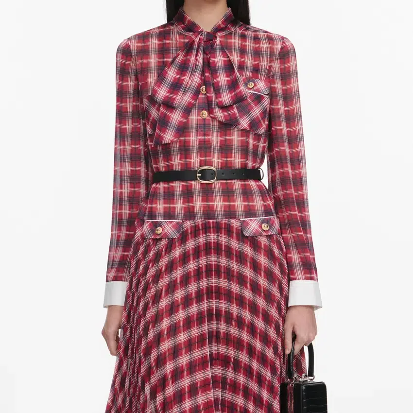 Burgundy Check Chiffon Midi Dress Burgundy Check Chiffon Midi Dress